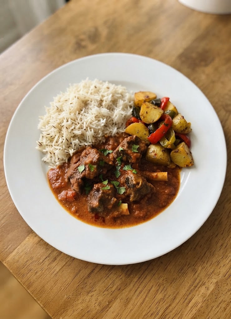 LAMB ROGAN JOSH, MICROWAVE-FRIENDLY AND FLAVORFUL