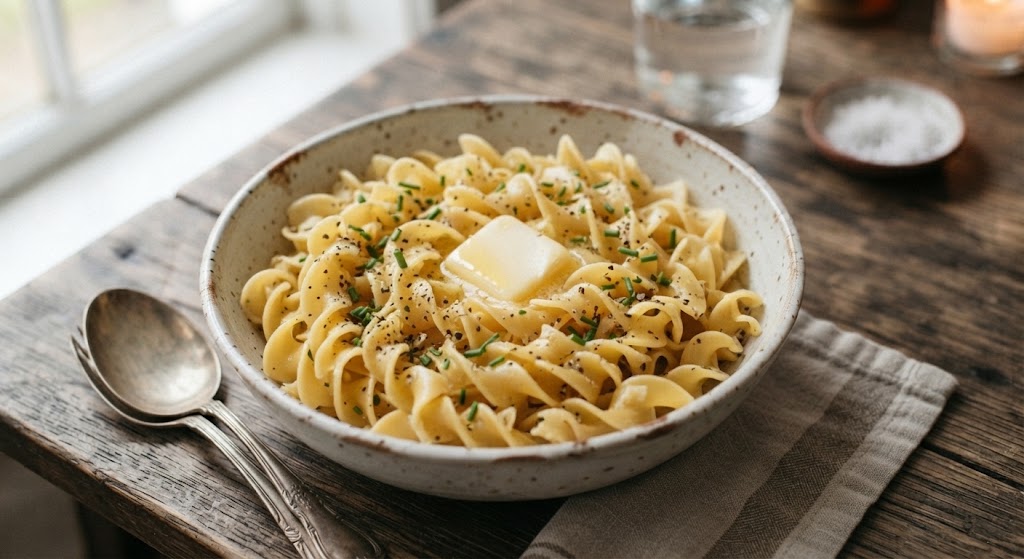 Buttered egg noodles