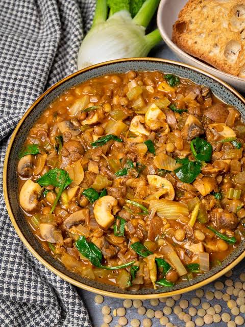Mushrooms & lentils
